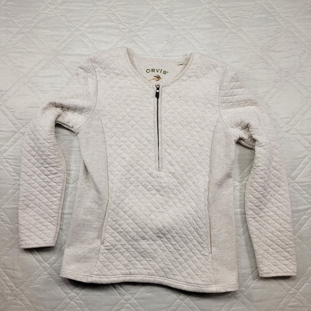 Orvis quilted 1/4 zip sweatshirt‎ in off white size S
